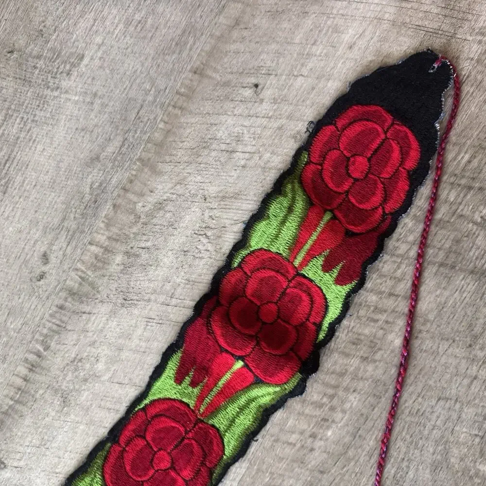 Mexican Embroidered Belt Artisan Handmade Colorful Floral Sash Adjustable Waist